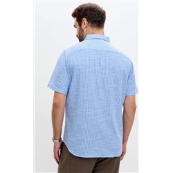 Рубашка к/р лен F111-0451 l.blue stripes