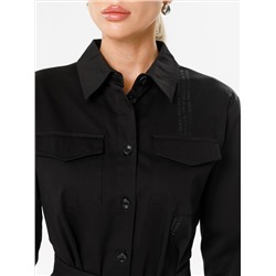 Платье-рубашка чёрное с поясом