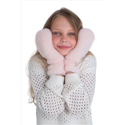 Варежки детские меховые пудра