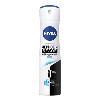 Nivea Deo спрей жен (82230) Невид.защита д/черн.,белог Pure 150мл