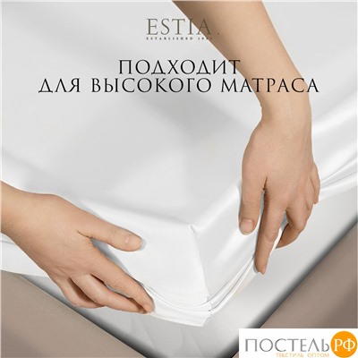 Estia ОРНЕЛЛА бел Простыня на резинке 200х200+30, 1пр.,тенсель