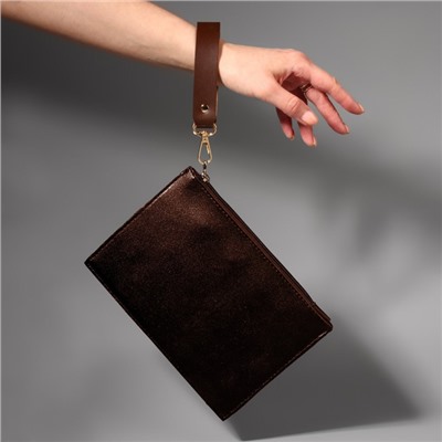 Ручка для сумки из натуральной кожи, с карабинами, 30 ± 2 см × 2,5 см, цвет коричневый/золотой