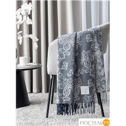 ESTIA ФИЛОМЕНА Плед сер./син.140х200/10х2 см, 1 пр., 52% виск./48% шерсть, 260 гр/м2