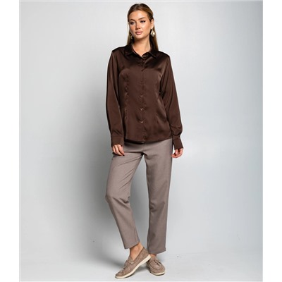Блуза #ОКТ025022, тёмно-коричневый