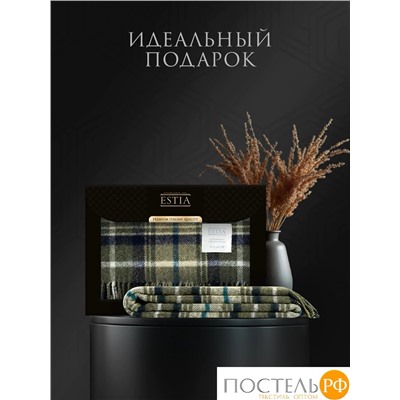 Estia  ПРАТО Плед желт-зел 150х200/10х2 см, 1 пр, 100% шерсть , 350 гр/м2