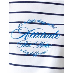 Лонгслив в полоску с принтом из премиального хлопка с эластаном