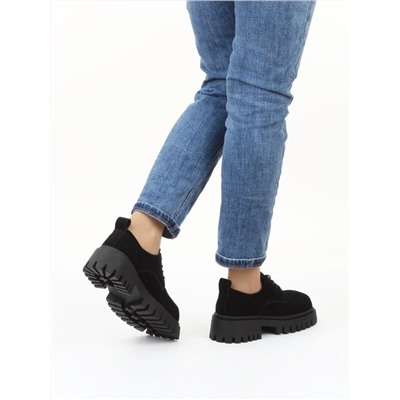 03-23120-6 BLACK Полуботинки демисезонные женские (натуральная замша)