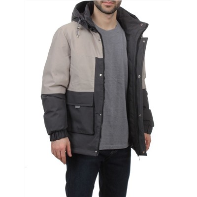8875 DK. GRAY BEIGE Куртка мужская зимняя облегченная (130 гр. холлофайбер)