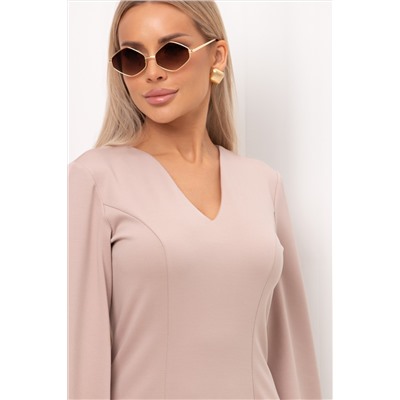 Платье-футляр бежевое из трикотажа Альфа №1