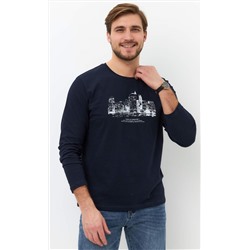 Лонгслив мужской с принтом F021-1001-430  темно-синий