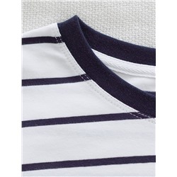 Лонгслив в полоску с принтом из премиального хлопка с эластаном