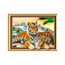 Алмазная мозаика на подрамнике 40x50 Тигры / LT0153 /уп 30/