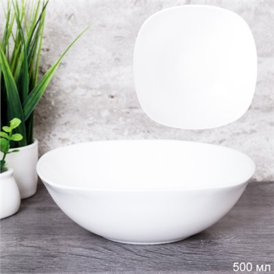 Тарелка квадратная суповая 500 мл белая / Sq/FLFW65 (WHITE) /уп 48/