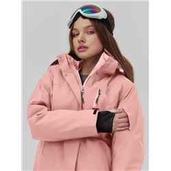 Горнолыжный костюм женский зимний персикового цвета 07015P