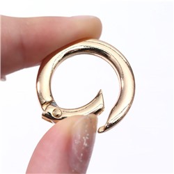 Кольцо-карабин плоский, d=20/28 мм, толщина - 4 мм, 5 шт., цвет золотой