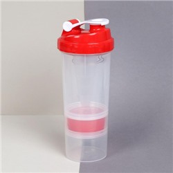 Бутылка/Шейкер СПАЙДЕР SHS-500 бело-красная, для спортивного питания 500ML