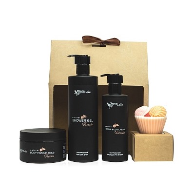 Подарочный набор №4 FREESIA (гель для душа, крем для рук и тела, энзимный скраб, мыло ручной работы) СhocoLatte