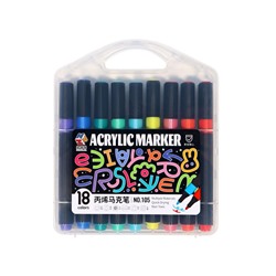 Набор маркеров акриловых, 18 цветов, в пластиковом пенале