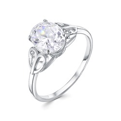 Кольцо с фианитом родированное серебро 925*