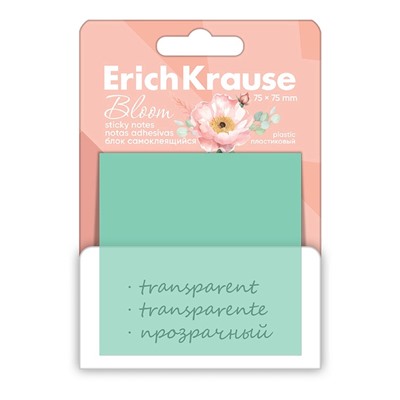 Блок с липким краем пластиковый 75×75 мм, ErichKrause «Pastel Bloom», 50 листов, микс