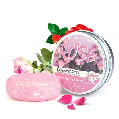 (ЗАМЯТА КОРОБОЧКА) Органический твердый шампунь с экстрактом РОЗЫ Fresh Plant Shampoo Bar, 60 гр.
