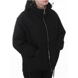 8061 BLACK Куртка стеганная демисезонная женская (100 гр. холлофайбер)