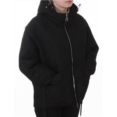 8061 BLACK Куртка стеганная демисезонная женская (100 гр. холлофайбер)