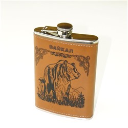 Фляжка Байкал Медведь темная металл 9oz 10*15 см в/к