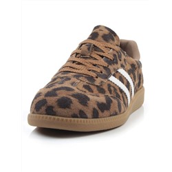 03-270-6PC LT. BROWN/LEOPARD Кеды женские (натуральная кожа)