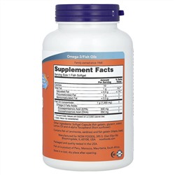NOW Foods, ультра омега-3, 500 ЭПК / 250 ДГК, 180 мягких таблеток из рыбьего желатина