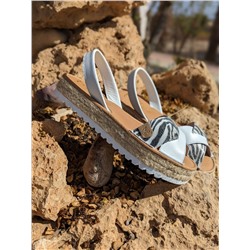 AB. ZAPATOS CRUZ/YUTE · blanco zebra+Ab.Zapatos PELLE Milan (930) perla