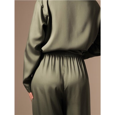 Пижама женская (рубашка, брюки) SL HOME Tensel Home, зелёная