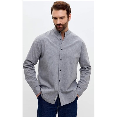 Рубашка д/р лен F511-0480 green-grey