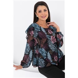 Блузка шифоновая чёрная с принтом