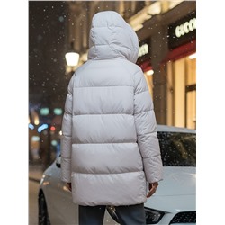 Куртка двубортная женская зимняя с капюшоном бежевого цвета 7736B