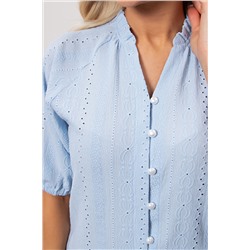 Блузка голубая из полотна шитьё Гиацинт №2