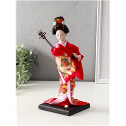 Кукла коллекционная «Японка в цветочном кимоно с музыкальным инструментом», 30×12.5×12.5 см