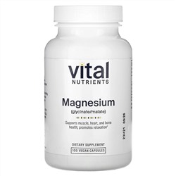 Vital Nutrients, Магний, 240 мг, 100 веганских капсул (120 мг в каждой капсуле)