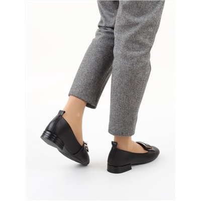 06-M47-56 BLACK Туфли женские на широкую ногу (натуральная кожа)
