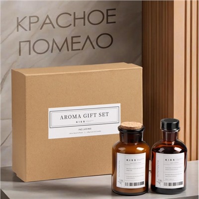 Набор подарочный: диффузор 120 мл, свеча ароматическая, 120 г, Красное помело