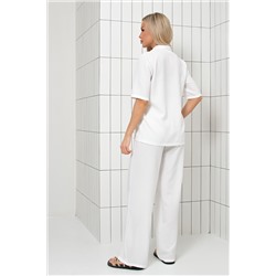 Костюм льняной с брюками белого цвета Стелла №4