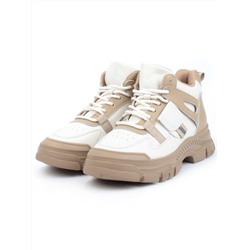 05-P51-2Z BEIGE Кроссовки женские зимние (натуральная и искусственная кожа, шерсть)