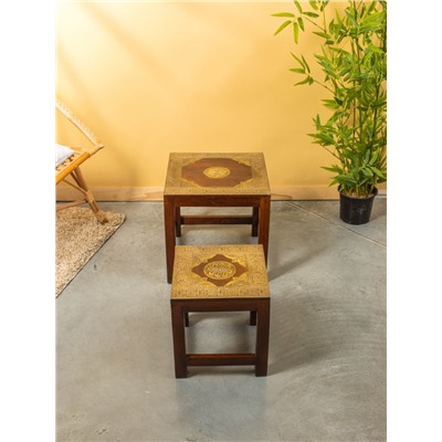 Табурет, 2 шт., 34.4×21×30 см, 35×30×32 см, дерево