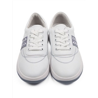 03-YA345-1 WHITE/BLUE Полуботинки спортивные женские (натуральная кожа, натуральная замша)