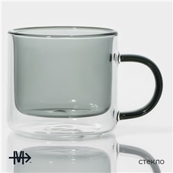 Кружка с двойными стенками Magistro «Дуо», 250 мл, 12×8.5×7.7 см, стекло, прозрачная