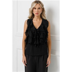Блузка чёрная из шифона с эффектом креш