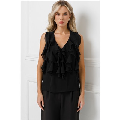 Блузка чёрная из шифона с эффектом креш