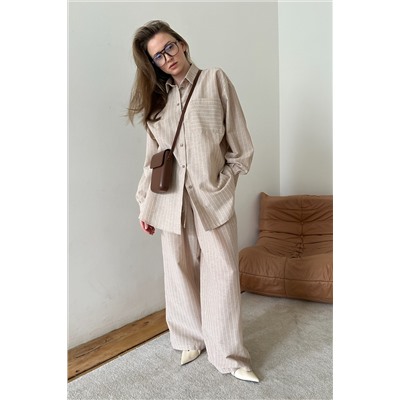 Костюм женский  SET065/08/Бежевый, белый