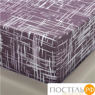CASSIA АДЭМ Простыня на резинке 180х200+30, 1 пр., хл./сатин белый/коричневый