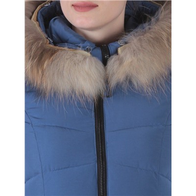 19-890 BLUE Пальто с мехом енота Kacuci